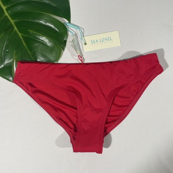 NWT Sea Level [ 4 US/‎ 8 UK ] Essential Regular Bikini Bottoms in Red - Picture 3 of 12